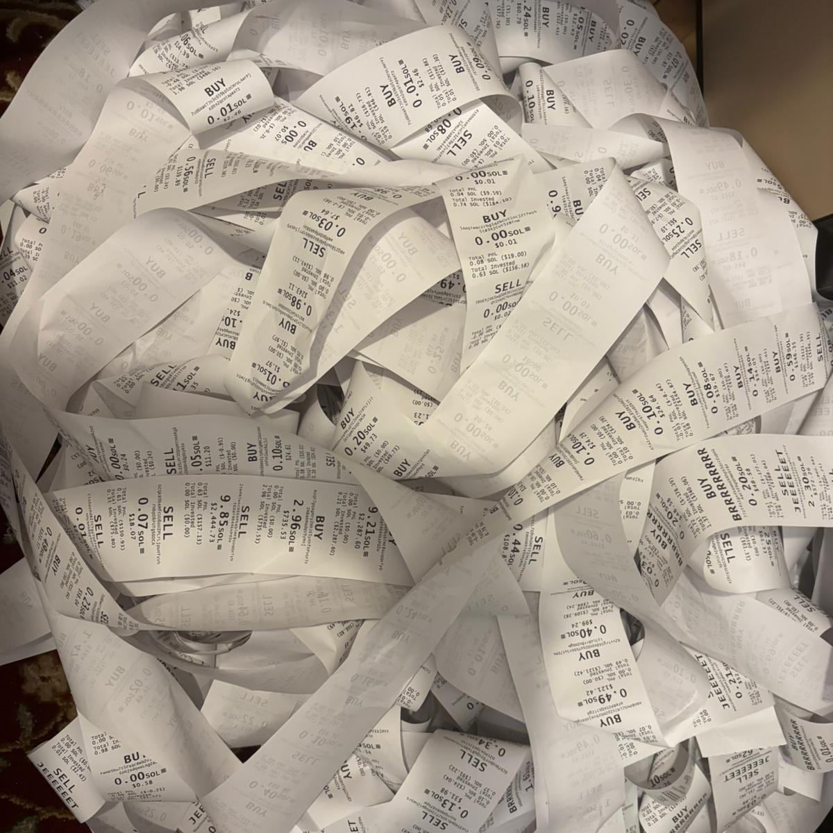 Transaction receipt being printed